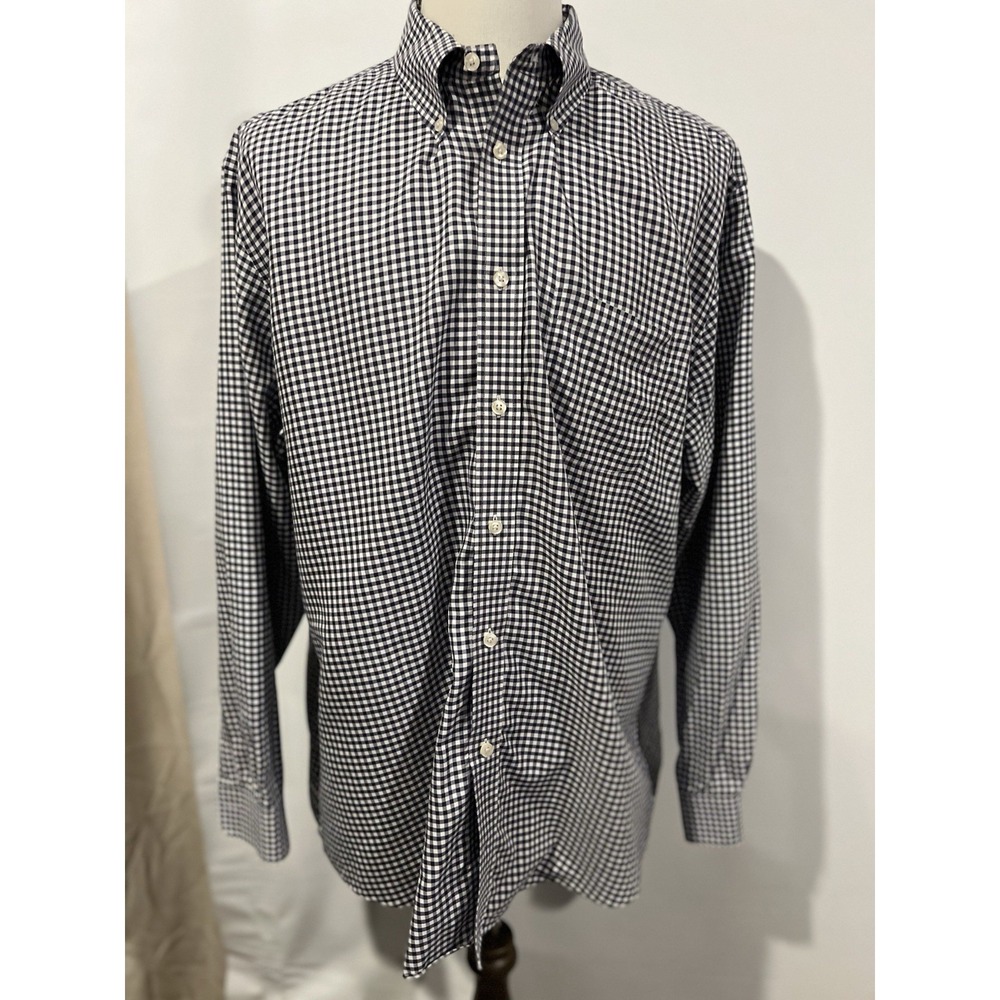 Brooks Brothers Men's Plaid Shirt Xxl Regent Navy Blue And White‎